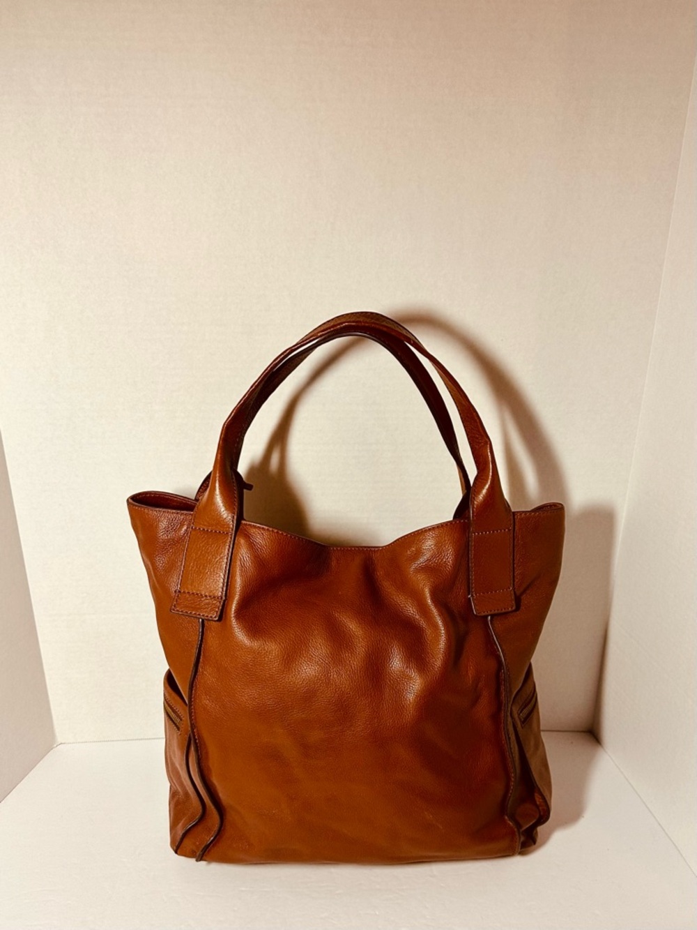 Fossil Cognac Brown Leather Tote Bag - Picture 2 of 16
